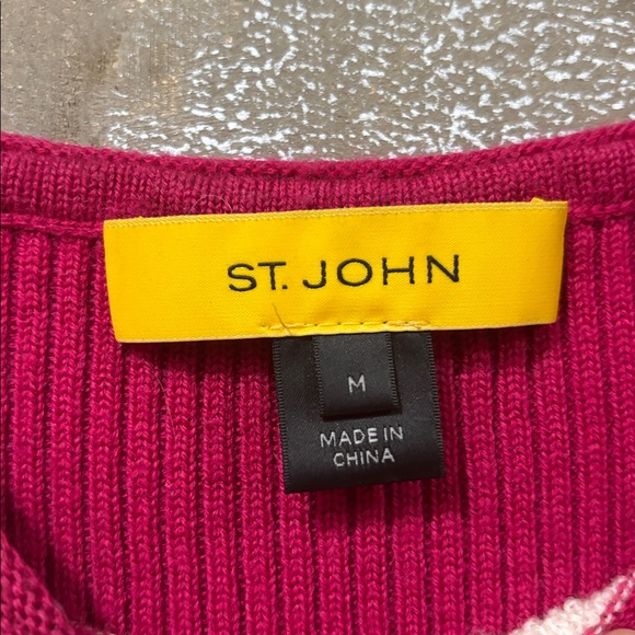 St John Wool magenta pink with stripes sweater vest size Medium - Picture 4 of 10